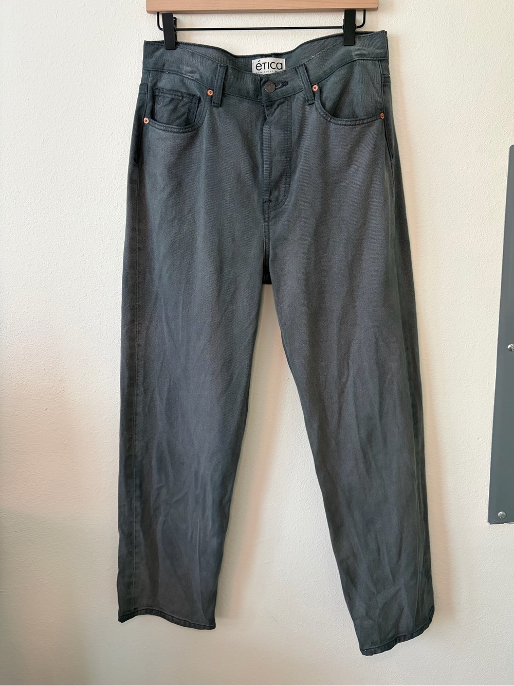 Etica Anthropologie Denim Straight Leg Jeans Size 29 Charcoal Gray 100% Cotton